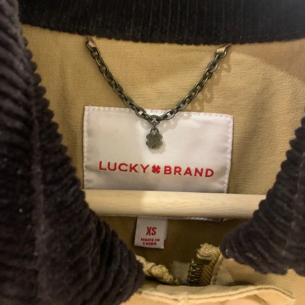 Lucky Brand Tan Corduroy Jacket with Brown Collar workwear jacket - Picture 2 of 3